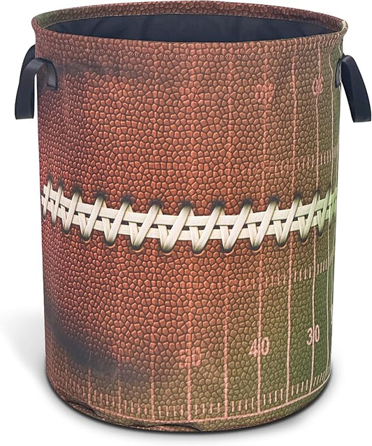 Football Laundry Basket Ball Texture Pattern Oxford Cloth Laundry Hamper With Handle Foldable Portable Clothes Storage Basket 18.9 X 16.5 Inch Storage Bag For Laundry Room/Bathroom/Bedroom/Dormitories