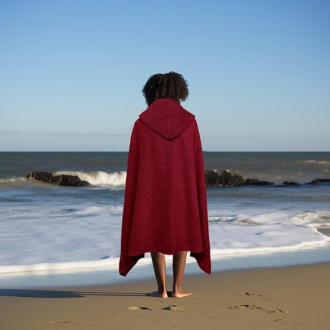 ORIGINAL KIDS Hooded Bath Towel Wrap - Ultra Soft 100% Cotton Terry Large Oversized Hooded Kids Towel - Toddler Big Kid Shower Pool Beach Towel - Absorbent Quick Dry Easy Care - 30 x 54 - Burgundy