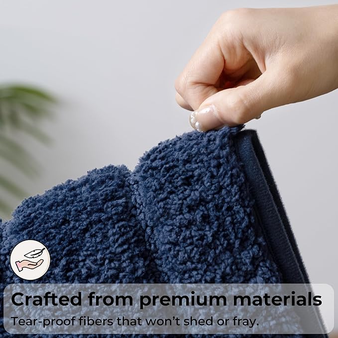 GRANNY SAYS Bathroom Rugs Sets 3 Piece, Soft Absorbent Microfiber Bath Mats for Bathroom Non Slip Washable, U-Shaped Toilet Bath Rugs for Tub Shower (Blue, 16" x 24" + 20" x 32" + U Shaped 20" x 24")