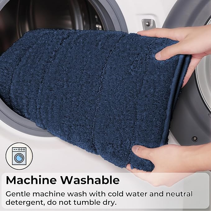 GRANNY SAYS Long Bathroom Rug Mat, Bath Mats Non-Slip, Super Soft & Water Absorbent, Large Bath Rugs, Machine Wash Dry, Bathroom Runner Rugs for Floor, Tub and Shower, 24" x 48" Navy Blue