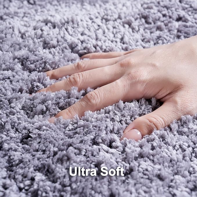 3 Pieces Luxury Bathroom Rug Set with U-Shaped Toilet Rug, Non-Slip Rubber Bottom, Thick Microfiber Fluffy Plush, Water absorption, Quick Dry, Ultra Soft, Bath Mats for Bathroom, Tub(Dark Grey)