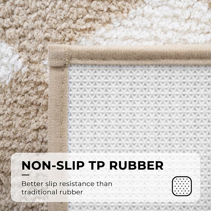 GRANNY SAYS Diamond Bathroom Rugs, 24" x 36", Non-Slip Bath Mats for Bathroom, Plush Shag Absorbent Microfiber Ultra Soft Bath Mat, Cute Washable Rug for Tub, Shower, Bedroom, Light Tan