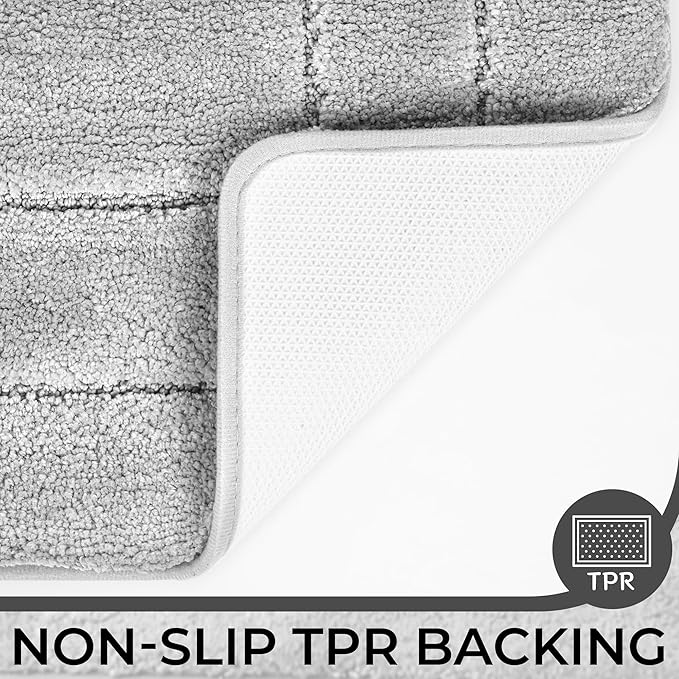 GRANNY SAYS Bathroom Toilet Rugs U Shaped, Bath Mats for Bath, Bathroom Rugs Non Slip Washable, Absorbent Microfiber Toilet Mat, Soft Plush Shaggy Bath Carpet, 20" x 24", Gray