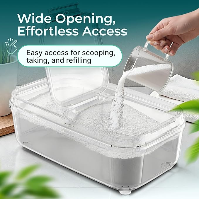 Skywin TidyFriend XL Laundry Pods Container with Lift Up Lid, 15" x 8.7" x 5.3" (Holds 150-200 Pods), Airtight Storage Keeps Pods Fresh, Laundry Detergent Container & Dishwasher Pod Holder (Clear)