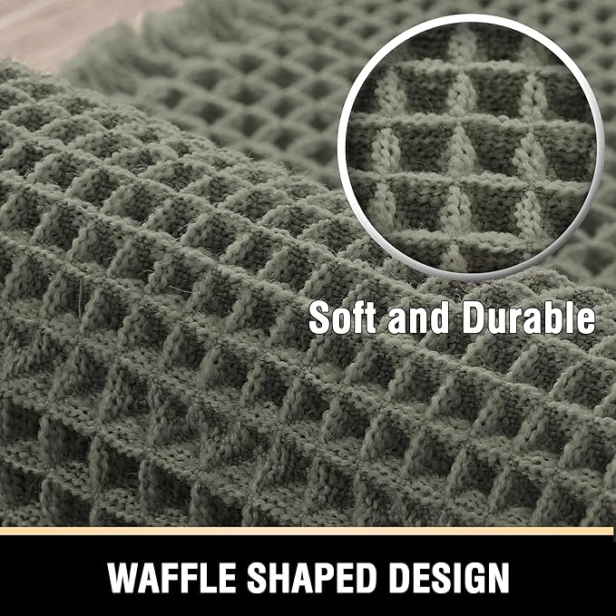 H.VERSAILTEX Upgraded Waffle Bath Mat Super Absorbent Non Slip Bath Rugs for Beside Tub, 20" x 32", Smokey Olive