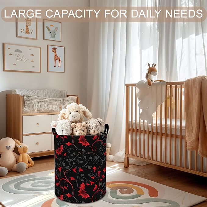 Gothic Bat Laundry Basket Hamper 19.7"x15.8", Goth Foldable Waterproof Oxford Clothes Storage Bucket for Room Bathroom Bedroom Nursery Decor, Toy Organizer Bins Gifts for Kids Boys Girls