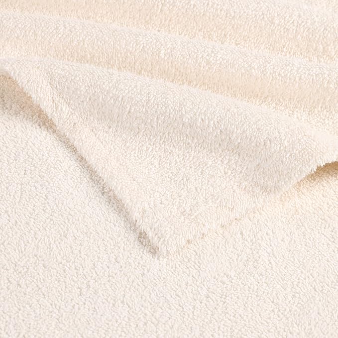 Superior Kids Cotton Terry Poncho, Soft, Absorbent Bath Towel with Hood, Bathroom Accessories, Long, Plush Bathrobes for Bath, Shower, Spa, Resort, Hotel, Beach, Pool, Boy, Girl, Large Size, Ivory