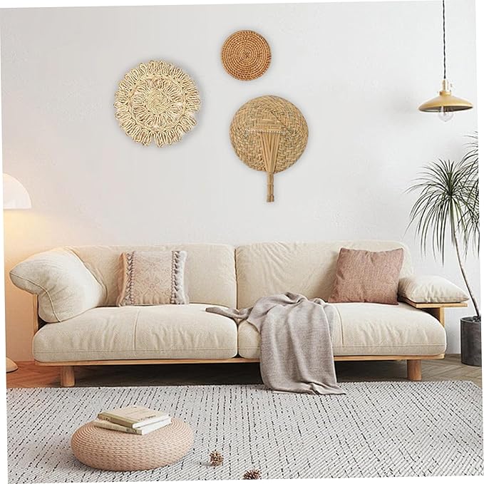 Boho Wall Baskets 9Pcs/Set Boho Wall Basket Decor Different Size & Style Woven & Round Decorative Art for Living Room Bedroom Farmhouse Nursery.