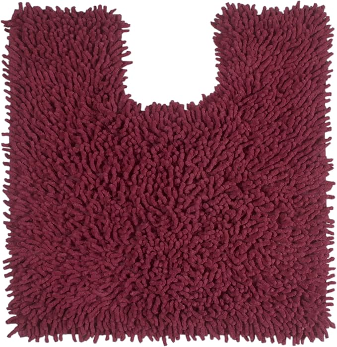 Home Weavers Fantasia Bath Rug 100% Cotton Bathroom Rugs Set, Bathroom Décor, Washable Rug, Extra Soft and Absorbent Bath Rug, Kitchen Mat, Bath Mat Set, Bath Floor Mat Non Slip, 20"x20" Contour, Red