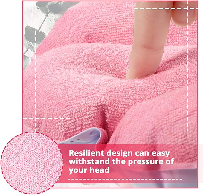 3 Pieces Inflatable Bath Pillow with Suction Cups, Terry Cloth Covered Shell Shape Bathtub Spa Pillow Comfortable Soft Cushion, Neck Support(Pink, Green, White)
