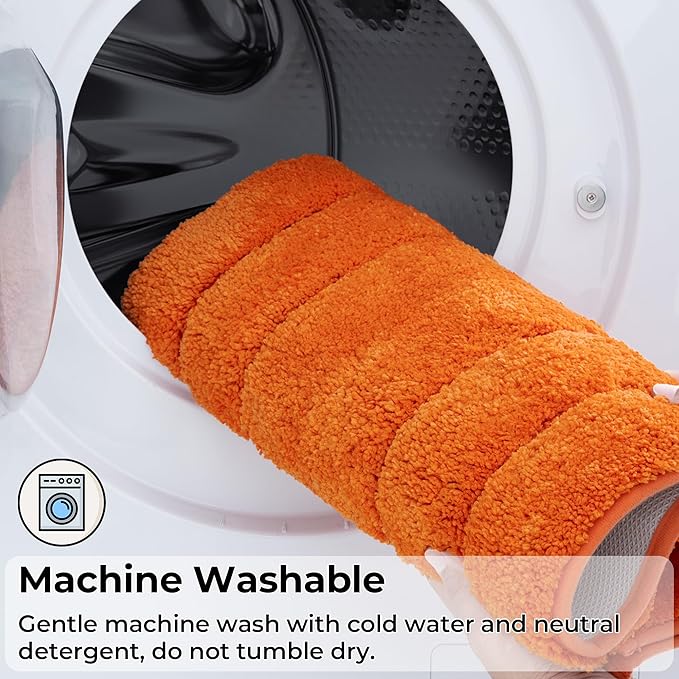 Granny SAYSBathroom Rugs Sets 3 Piece, Soft Absorbent Microfiber Bath Mats for Bathroom Non Slip Washable, U-Shaped Toilet Bath Rugs for Tub Shower(Orange, 16" x 24" + 20" x 32" + U Shaped 20" x 24")
