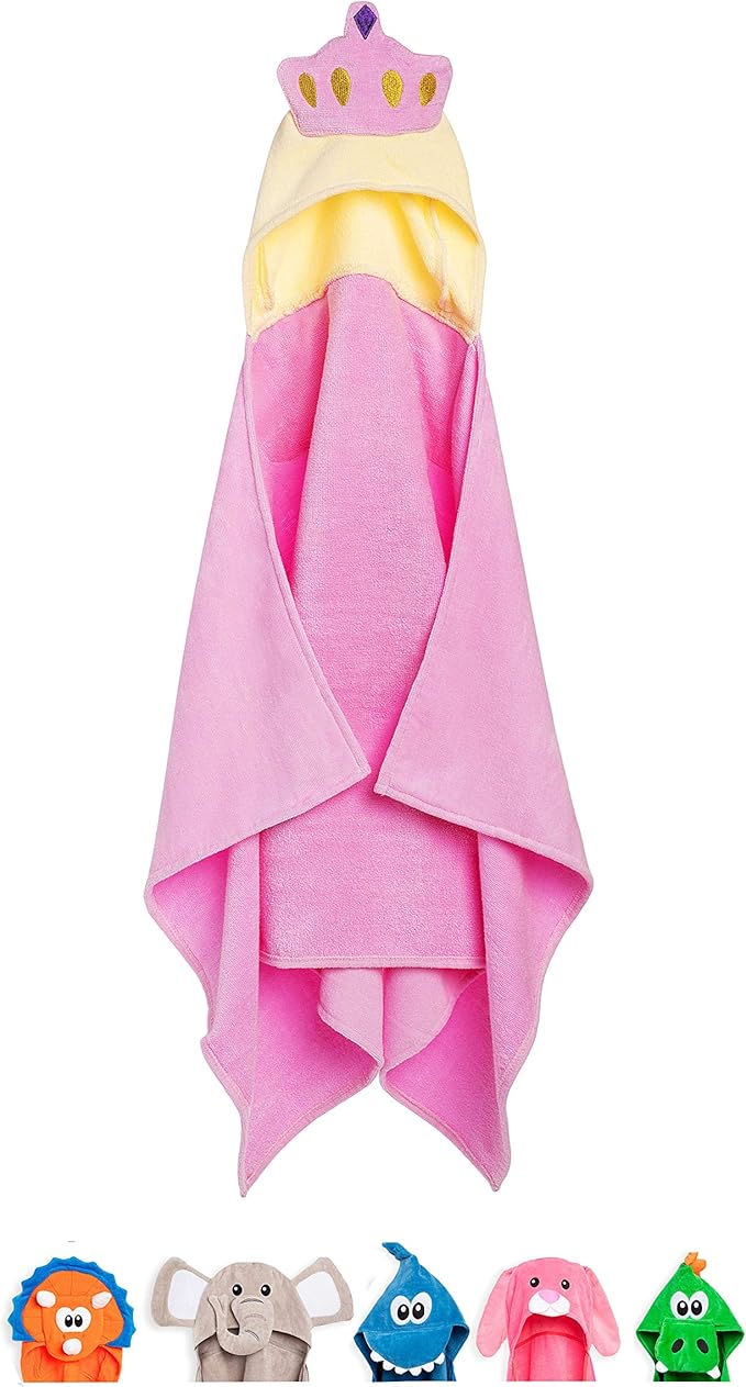 Premium Hooded Towels for Kids | Ultra Soft and Extra Large (28 x 49 inches) | 100% Cotton Kids Bath Towel with Hood | Beach Pool Towels for Ages 1-8 Boys & Girls (Light Pink)