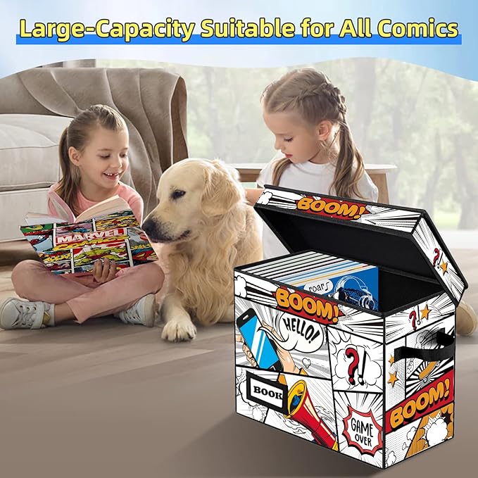 5 Pack Collection Comic Book Storage Boxes, Protector Organizer 15.8" X 7.8" X 11.8" Collapsible Short Box Holds 160-180 Comic Book Heavy Duty Bin Container Holder Shelf