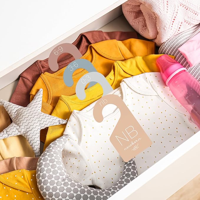 Whaline 7Pcs Baby Closet Size Dividers Boho Colors Acrylic Hanger Clothes Organizers Newborn to 24 Month Thicken Infant Wardrobe Separators For Home Nursery Baby Clothes