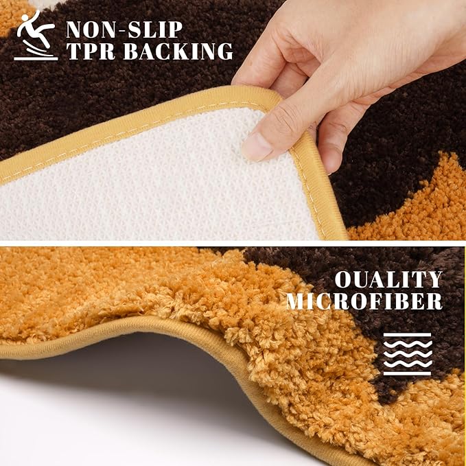 Highland Cow Toilet Rug - U Shaped Toilet Mat,Soft and Absorbent Bath Rug,Non Slip Toilet Bath Mat,Bathroom Contour Rug for Toilet Base(Highland Cow, 24" x 20")