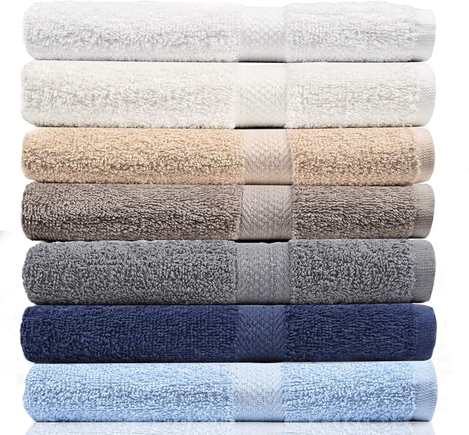 Crystal Towels Bath Towel Set Pack of 7 (27 x 52 Inches) 100% Cotton, Ultra Soft Highly Absorbent Bath Towel, Lightweight and Quick Drying Towels, Multi Colors Brights. Colors May Vary