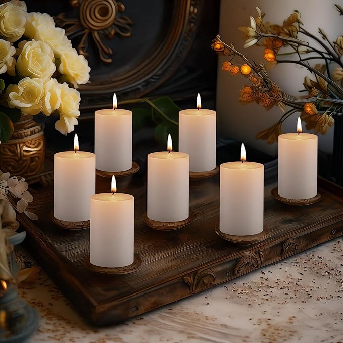 Housecret 50 Pack 2" D x 3" H (20 Hour Burn Time) White Unscented Pillar Votive Candles, Hand Poured Wax Candle Ideal Gifts for Weddings Birthdays Christmas Holidays Party