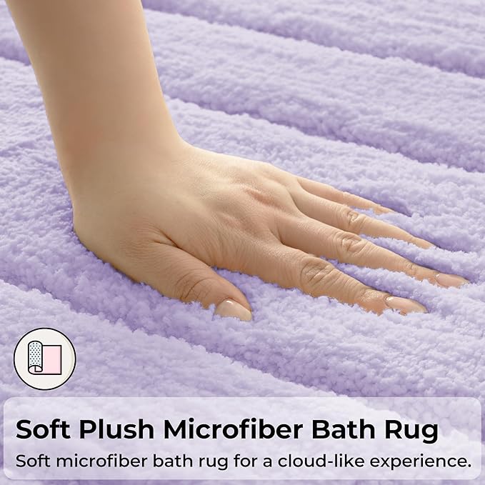 GRANNY SAYS Bathroom Rugs Non Slip, 24" x 36", Bath Rugs for Bathroom Washable, Bath Mats for Floor, Microfiber Bath Mat for Tub, Absorbent Bath Rugs for Shower Room, Lavender