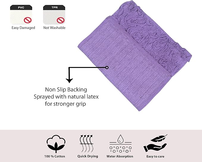 Home Weavers Bell Flower Collection 100% Cotton Tufted Bath Rugs, Extra Soft and Absorbent Bath Rugs, Non-Slip Bath Mats, Machine Washable, Bath Mats for Bathroom Floor and Tub, 21"x54" Runner, Purple