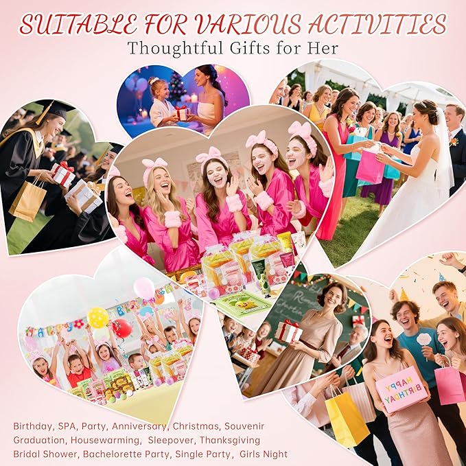 35 Pcs Spa Party Supplies for 5 – Spa Gifts for Women, Girls & Kids | Spa Set with Eye & Face Masks, Lip Balm, Hand Cream, Bath Bombs, Towels & Gift Bags | Spa Kit for Birthdays, Sleepovers, Spa Days