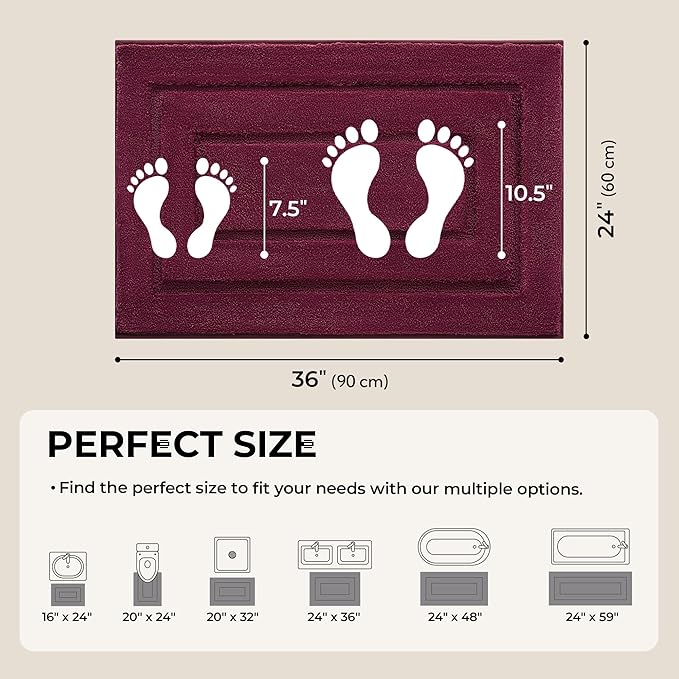 GRANNY SAYS Bathroom Rugs Non Slip, 24"x 36", Bath Rugs for Bathroom Washable, Bath Mats for Floor, Microfiber Bath Mat for Tub, Absorbent Bath Rugs for Shower Room, Strawberry Red