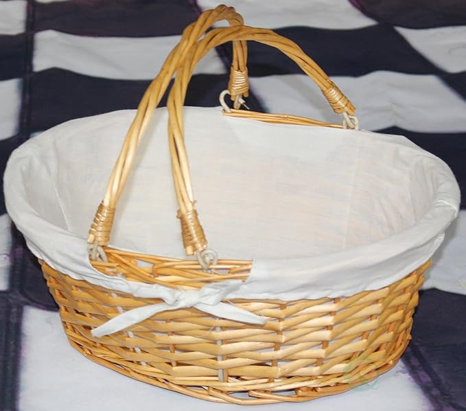 Vintiquewise Oval Willow Basket with Double Drop Down Handles (2 Units)