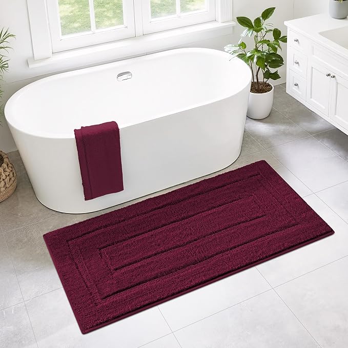 GRANNY SAYS Bathroom Rugs Non Slip, 24"x 48", Bath Rugs for Bathroom Washable, Bath Mats for Floor, Microfiber Bath Mat for Tub, Absorbent Bath Rugs for Shower Room, Strawberry Red