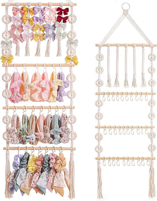 Bow Organizer for Girls, Claw Clip Organizer, Bow Hanger for Girls, Baby Girl Nursery Decor, Toddler Hair Accessory Organizer，Hanging Organizer