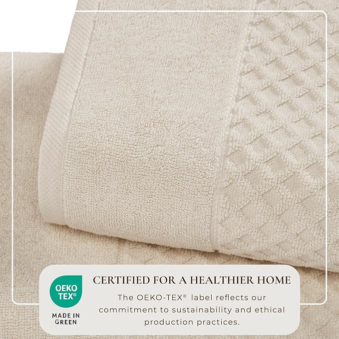 Great Bay Home Taupe Washcloths - 100% Cotton 6 Pack 13x13 Washcloth Set - Absorbent, Durable, Quick-Dry Face Towels for Bathroom (Oatmeal)