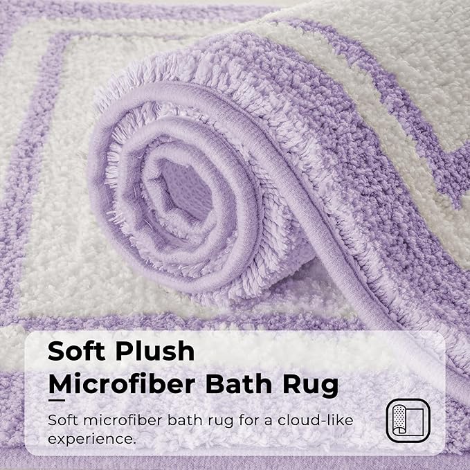 GRANNY SAYS Microfiber Bathroom Rugs Non Slip Washable, Water Absorbent Bathroom Mats for Tub, Soft Bath Mats for Bath Floor & Shower, Bath Rug, 20" x 32", Purple