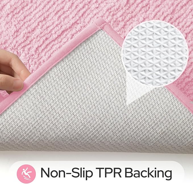 HOMEIDEAS Bathroom Rugs Sets 2 Piece, Super Soft and Absorbent Microfiber Tufted Bath Mats, Non-Slip and Machine Washable Bath Rugs(Light Pink)