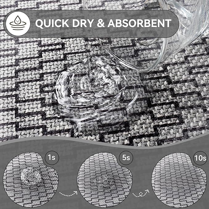 Half Circle Bath Mat, Thin Bathroom Rugs Fit Under Door Quick Dry Non Slip Washable Bathroom Mat with Rubber Backing, Absorbent Half Round Shower Rug