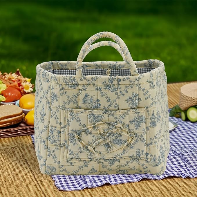 Boho Fabric Storage Basket, Large Capacity Laundry Basket, 12.2'' x 10.23'' x 10.23'' Collapsible Laundry Hamper with Easy Carry Handles (B Multi-Color 2, L)