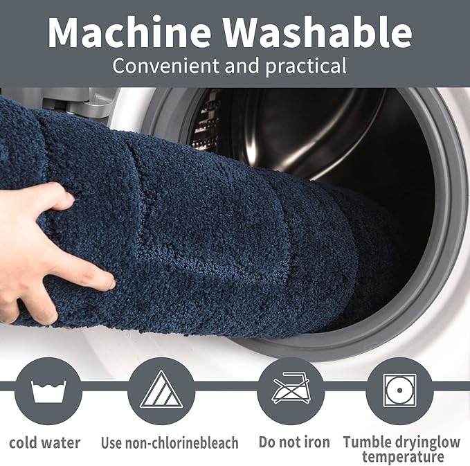 GRANNY SAYS Navy Bathroom Rugs, Bath Mats for Bathroom Non-Slip, Super Soft and Water Absorbent, Extra Large Bath Rugs Washable, Microfiber Bath Rugs for Bath Floor, Tub and Shower, 59" x 24"