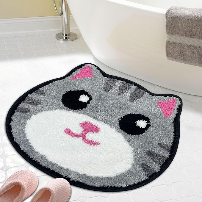 Hexagram Cat Rug, Bath Mat, Cat Bathroom Decor for Home, Cute Small Bath Mat Indoor Gifts 20×22 Inch, Non Slip Strong Absorbent Soft Washable Animal Bathroom Rug for Tub, Door, Shower Room, Bedroom