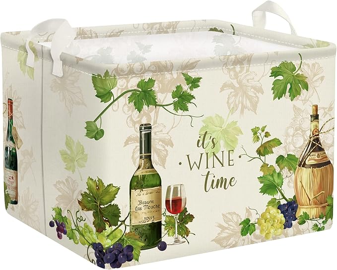 Clastyle Retro Manor Wine Storage Baskets Outdoor Camping Grape Cane Vine Kitchen Storage Bin Rectangle Gift Basket for Clothes Food Book Toy