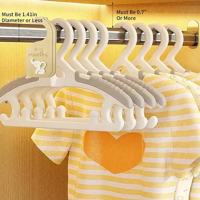 Baby Closet Dividers,Baby Clothes Dividers for Closet,Nursery Decor Storage Hangers Organizer,Sided Organizer for Newborn to 24 Months Clothes Wooden Nursery Decor Hanger Organize Room(White Elephant)
