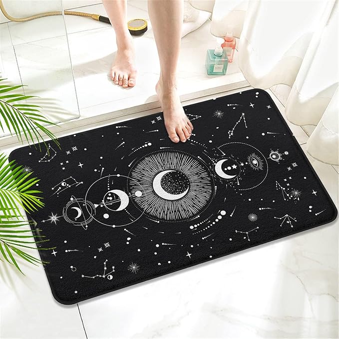 Goth Imitation Cashmere Bathroom Mat Rug-Rubber Non-Slip Absorbent Soft Bathroom Rug for Tub Shower Sink (17" W x 27" L)