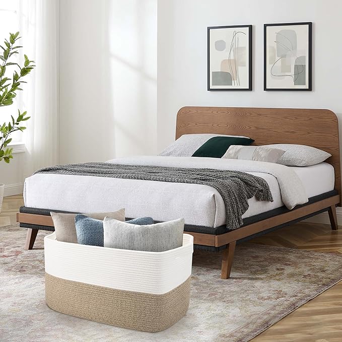 Extra Large Blanket Basket, 22" x 17" x 12" Rectangle Blanket Storage for Living Room, Soft Kids Dog Toy Basket Bin, Cotton Rope Baskets for Storage, Woven Throw Pillow Organizer Holder