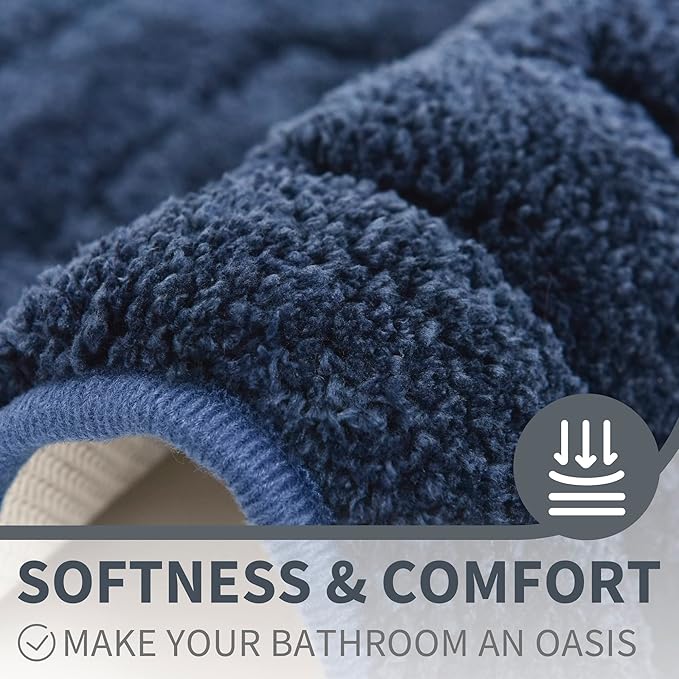 GRANNY SAYS Navy Bathroom Rugs, Bath Mats for Bathroom Non-Slip, Super Soft and Water Absorbent, Microfiber Bath Rugs Washable, Bath Rugs for Floor, Tub and Shower, 16" x 24"
