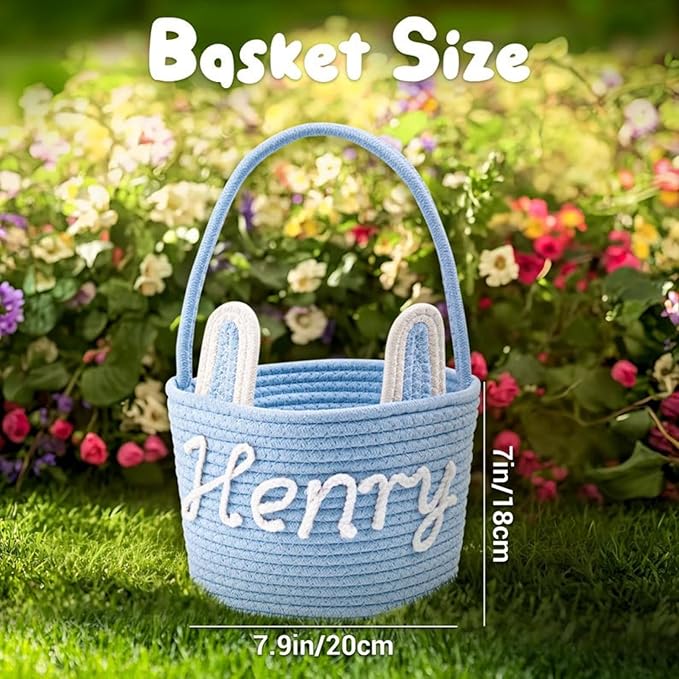 Personalized Easter Basket for Kids, Custom Name Easter Bunny Basket, Baby Name Gift