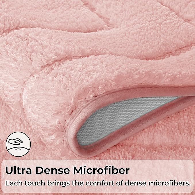 GRANNY SAYS Bathroom Rugs Sets 3 Piece, Soft Absorbent Microfiber Bath Mats for Bathroom Non Slip Washable, U-Shaped Toilet Bath Rugs for Tub Shower (Pink, 16" x 24" + 20" x 32" + U Shaped 20" x 24")