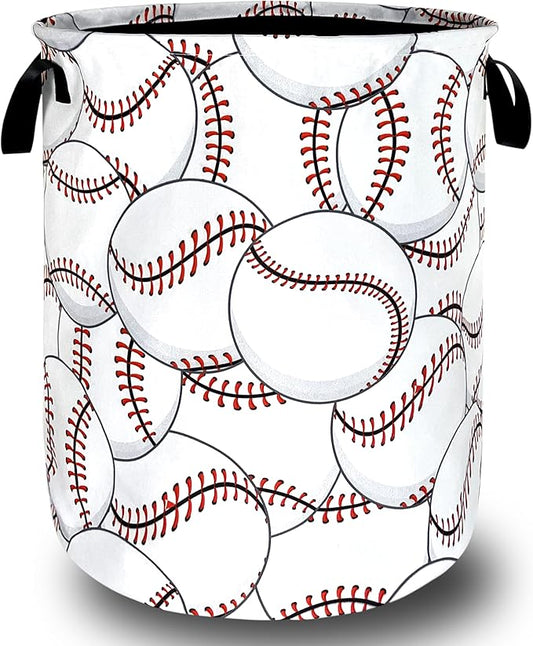 Personalize Baseball Laundry Basket Oxford Cloth Foldable Funny Laundry Hamper With Handle Portable Clothes Storage Organizer Basket 18.9"x16.5" Laundry Bag For Laundry Room/Dormitories/Bedroom