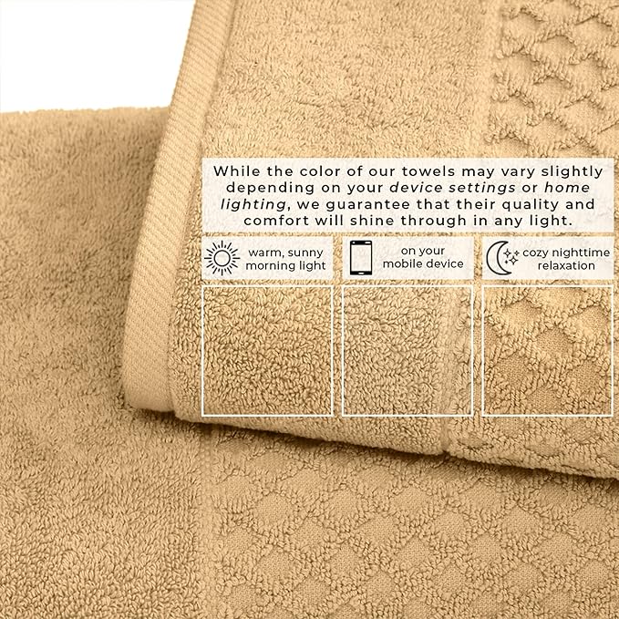 Great Bay Home Bath Towels - 100% Cotton 4 Pack 54x27 Bath Towel Set - Absorbent, Durable, Quick-Dry Towels for Bathroom (Sand)