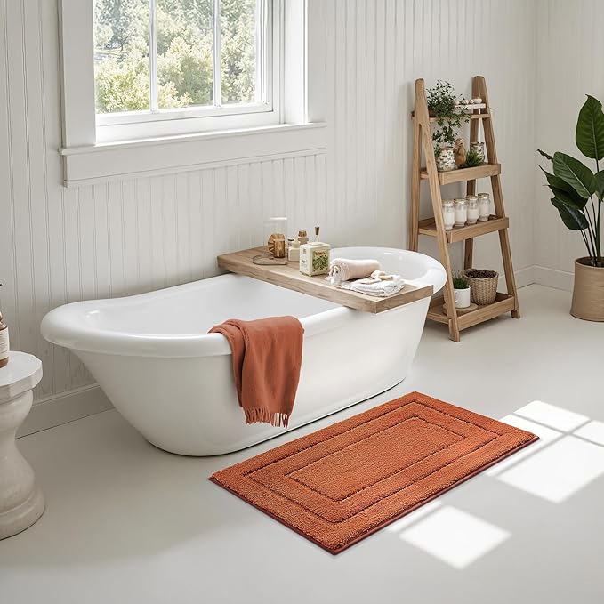 GRANNY SAYS Bathroom Rugs Non Slip, 16" x 24", Bath Rugs for Bathroom Washable, Bath Mats for Floor, Microfiber Bath Mat for Tub, Absorbent Bath Rugs for Shower Room, Terracotta
