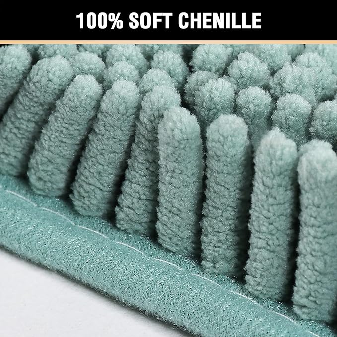 H.VERSAILTEX Microfiber Bath Rugs Chenille Floor Mat Ultra Soft Washable Bathroom Dry Fast Water Absorbent Bedroom Area Rugs, 24 x 42 - Inch, Eggshell Blue