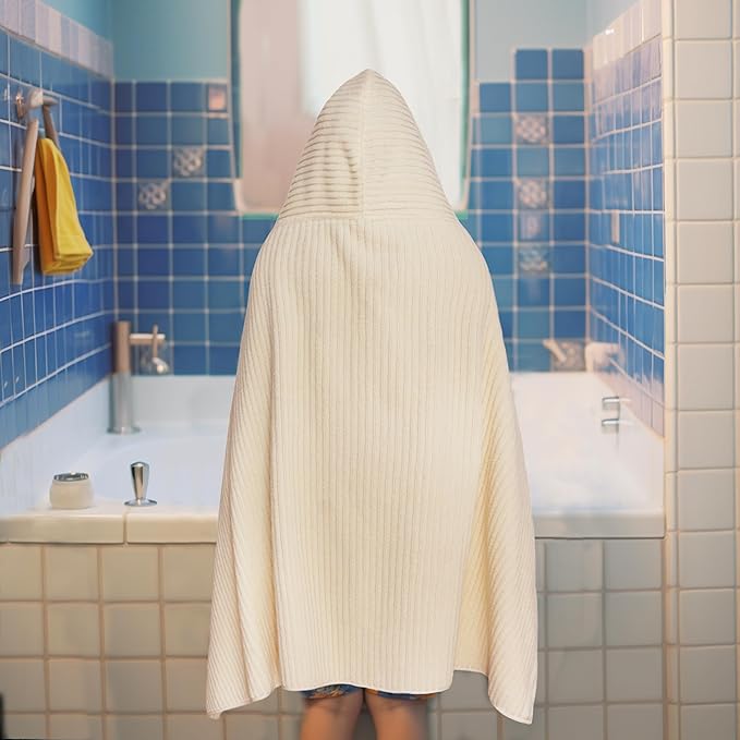 ORIGINAL KIDS Hooded Bath Towel Wrap - 100% Super Zero Twist Cotton - Large Oversized Hooded Kids Towel - Toddler Shower Pool Beach - Super Soft Absorbent Quick Dry - 30 x 52 inches - Banana Milkshake