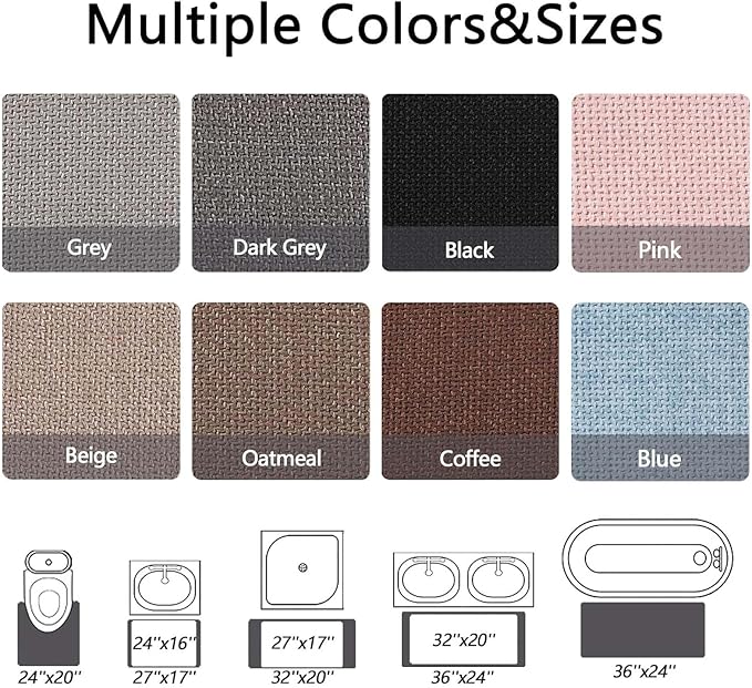 2 Pack Bathroom Rugs, Bath Mats for Bathroom Non Slip Washable, Quick Dry, Water Absorbing, Fits Under Door, Ultra Thin, Rubber Backing, Low Pile, Ideal for Shower, Sink,Oatmeal-24''x16'