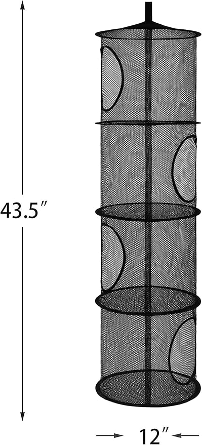 Hanging Stuffed Animal Storage, Foldable Corner Stuffed Animal Storage Organizer 4 Compartments Toy Storage Organizer for Kid Room Toys, Gloves,Hats,Socks Storage（Black）