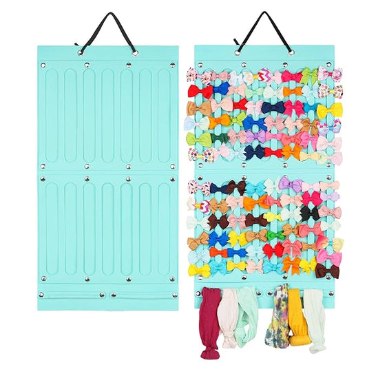 PACMAXI Baby Girl Hair Bows Holder, Hair Clips Storage Hanger For Ribbons, Hair Bows Organizer, Baby Hair Clip Storage Display Sturdy Stand, Wall Hanging for Girl Room (Mint Green 2, Small)